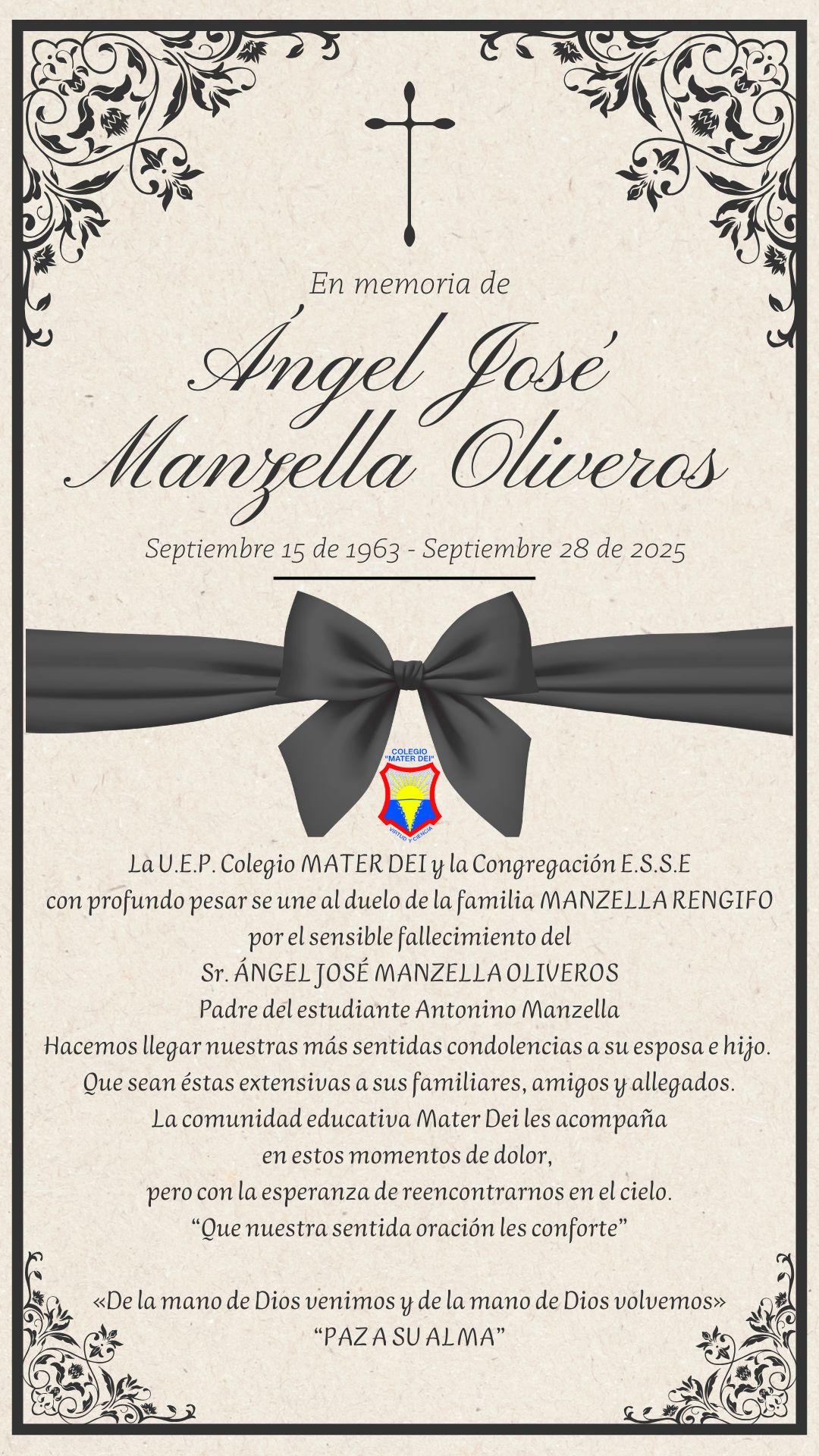 Condolencias Familia MANZELLA RENGIFO